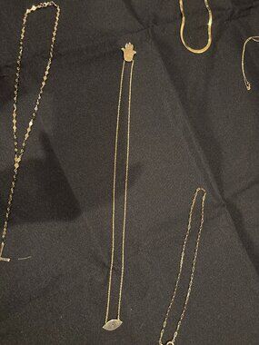14K Diamond Hamsa & Sapphire Evil Eye Station Necklace